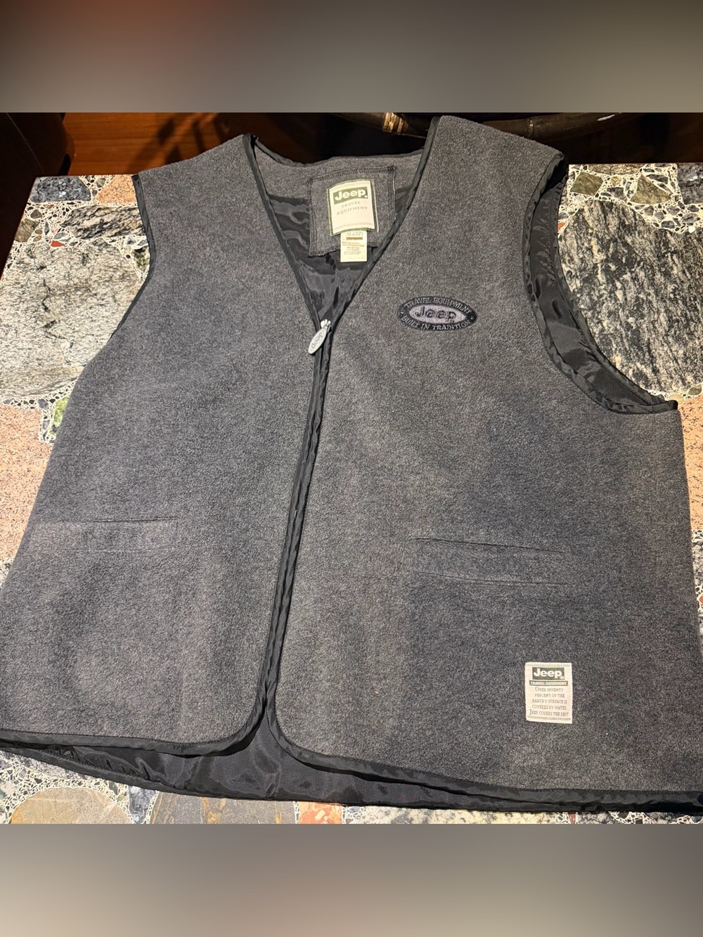 Jeep Dark Gray Fleece-Lined Vest with Black Trim